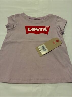 Levi's Lilac Tee with Red Logo - Kids Short Sleeve
